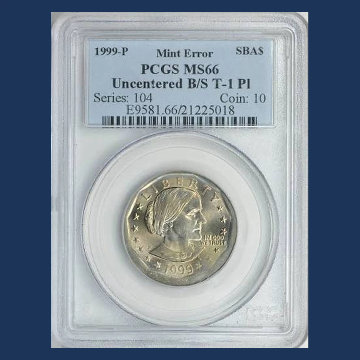 1999 Susan B. Anthony Dollar: broadstrike on an unraised-rim blank