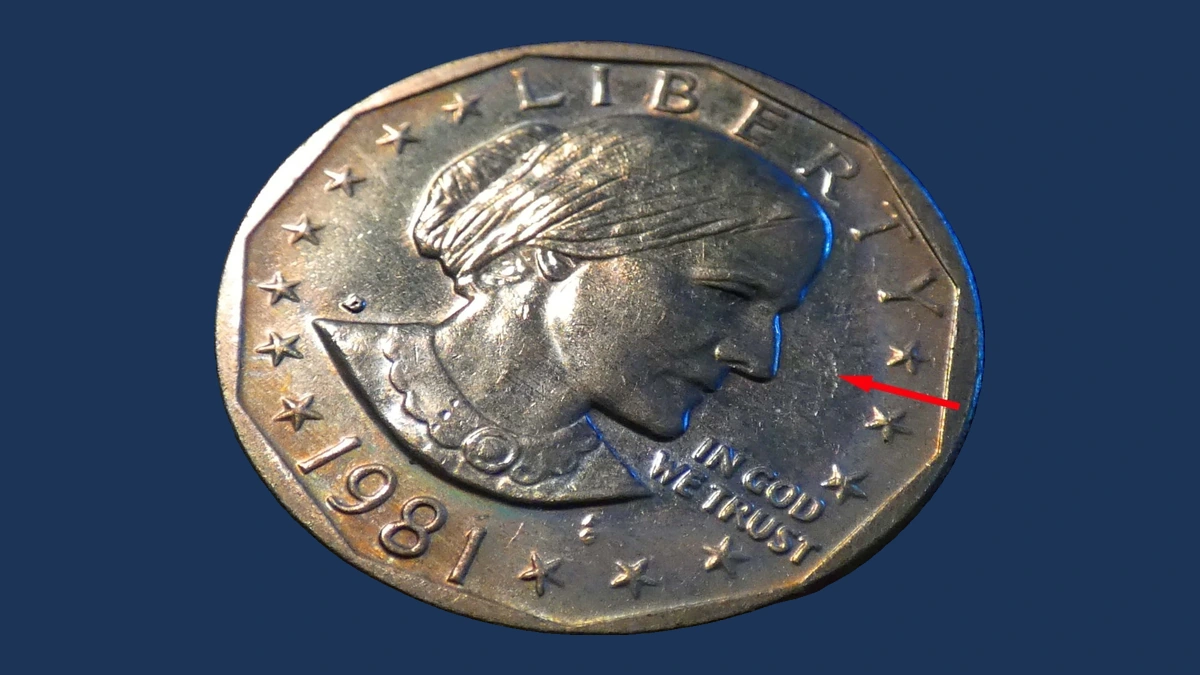 1981 Susan B. Anthony Dollar: Struck Through
