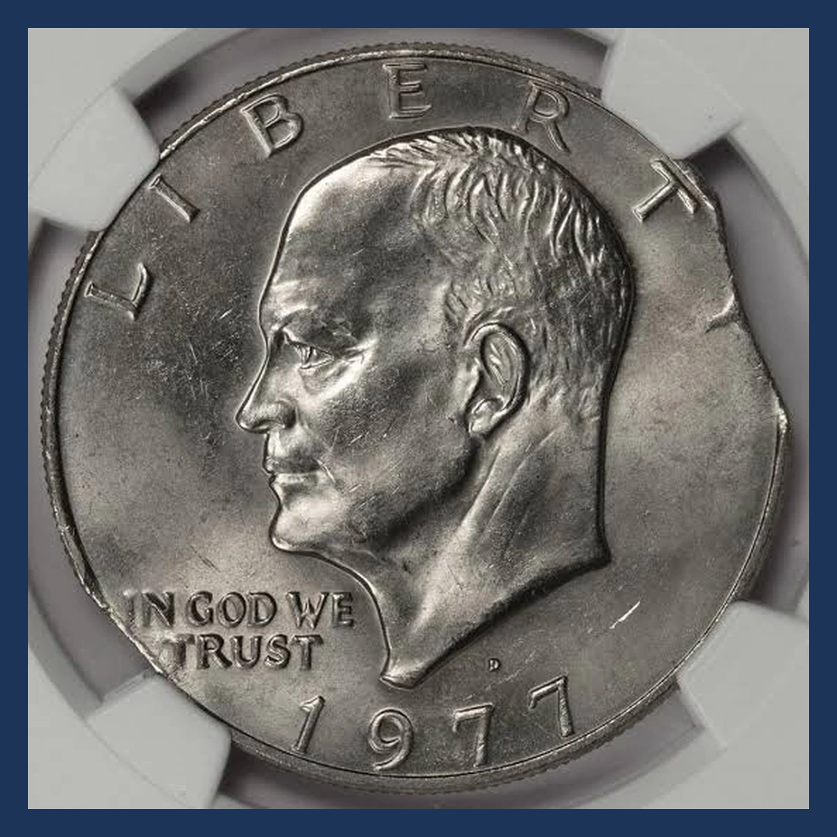 1977 Eisenhower Dollar: Double Curved Clips