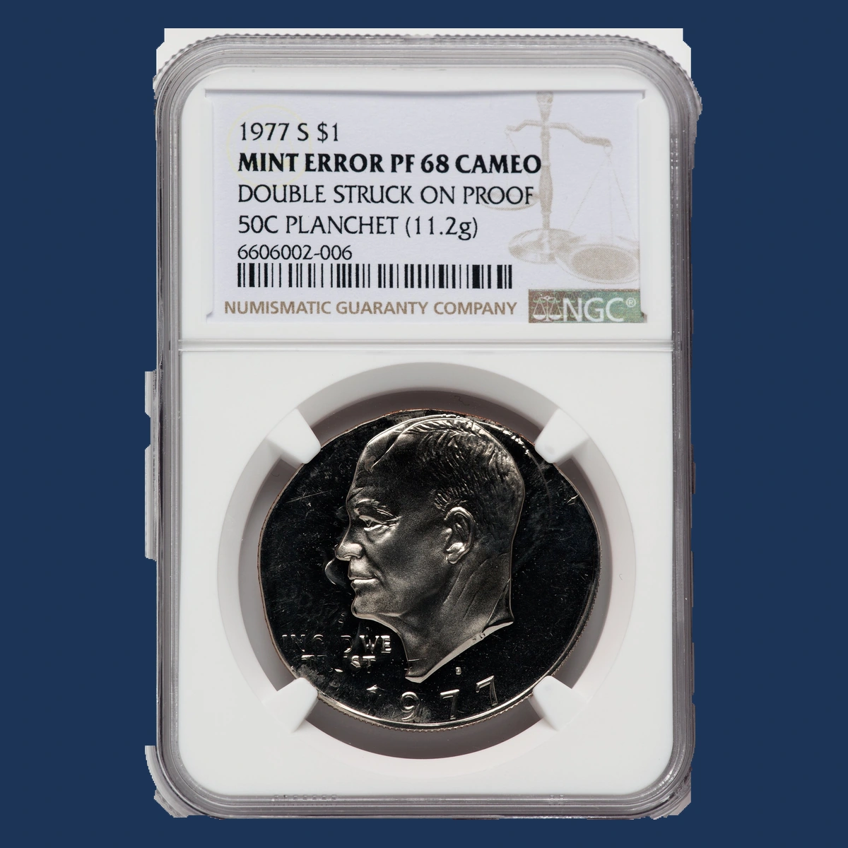 1977 Eisenhower Dollar: Double Strike with Displaced Second Impression