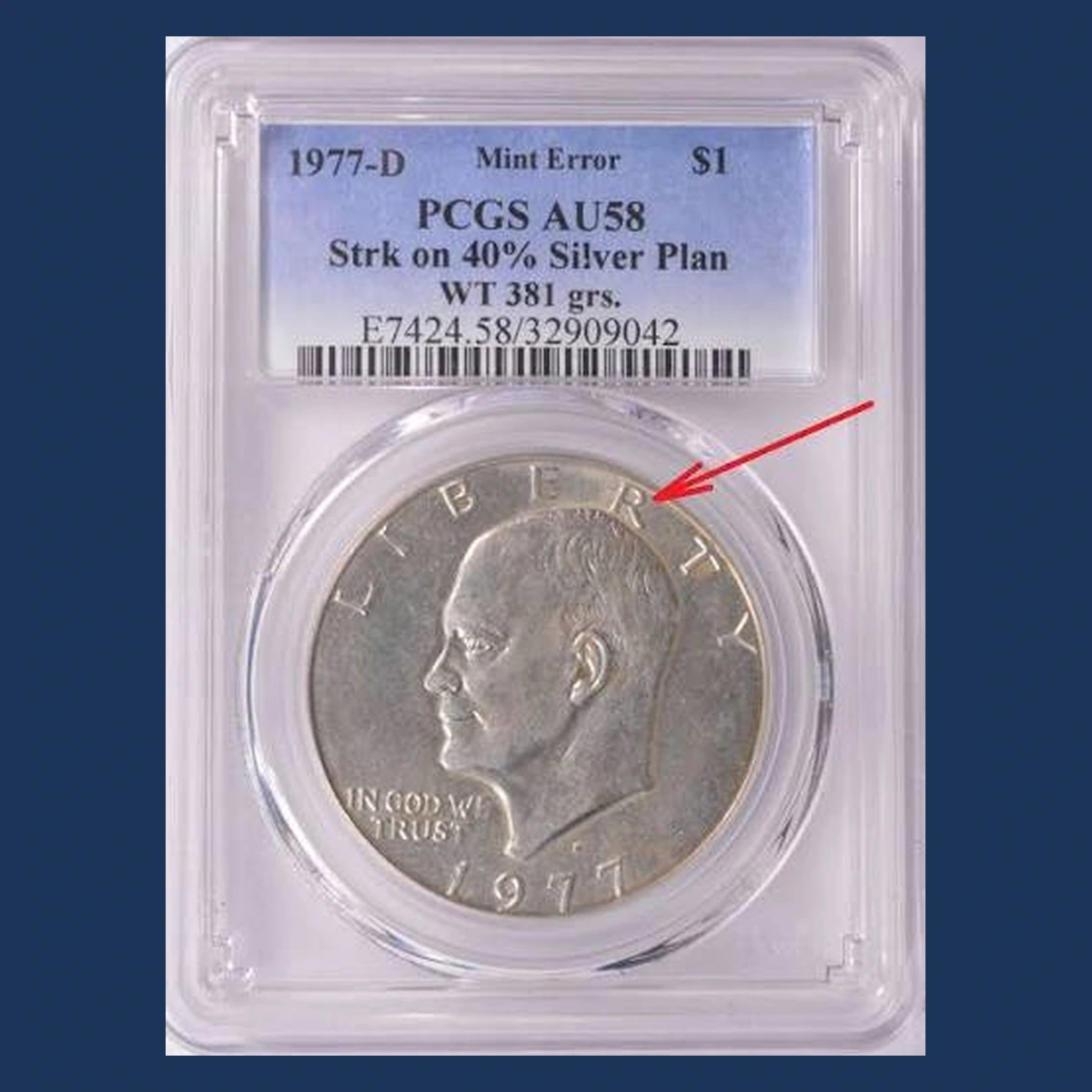 1977 Eisenhower Dollar: Struck on a 40% Silver Planchet
