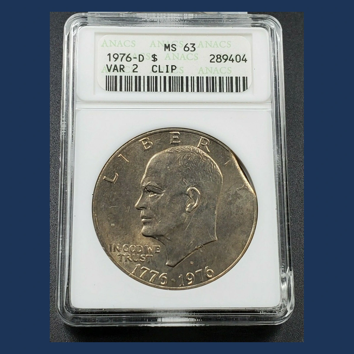 1976 Eisenhower Dollar: Clipped Planchet