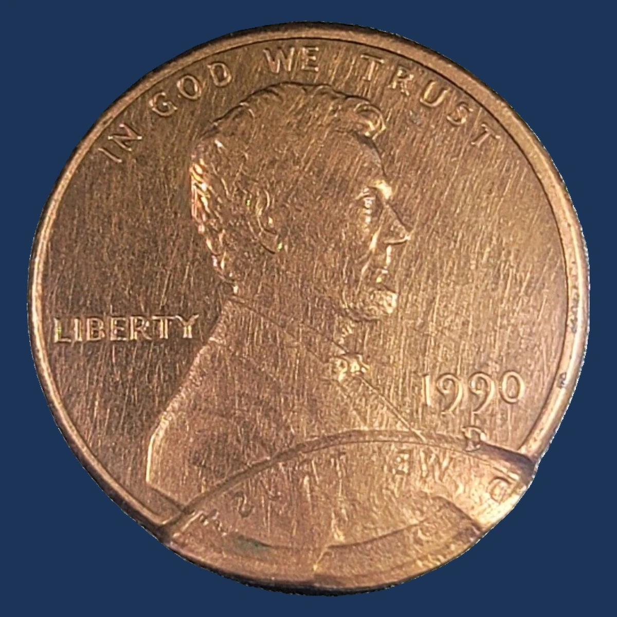 1990 Lincoln Cent (Modern): double strike
