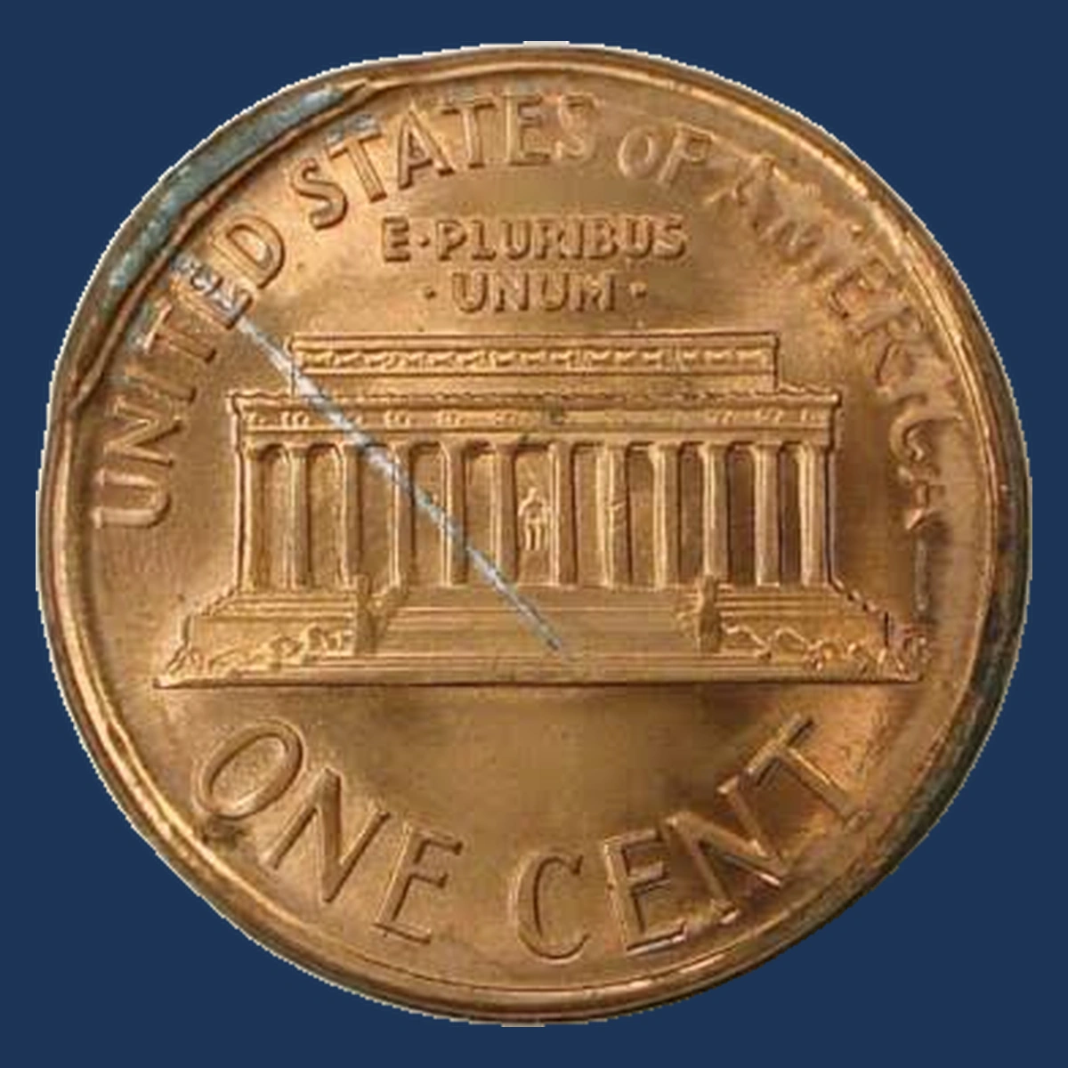 1990 Lincoln Cent (Modern): Brockage