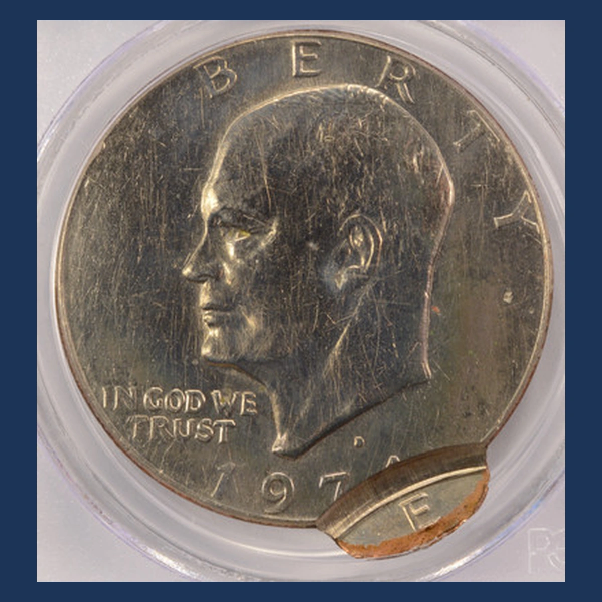 1974 Eisenhower Dollar: Off-Center Strike