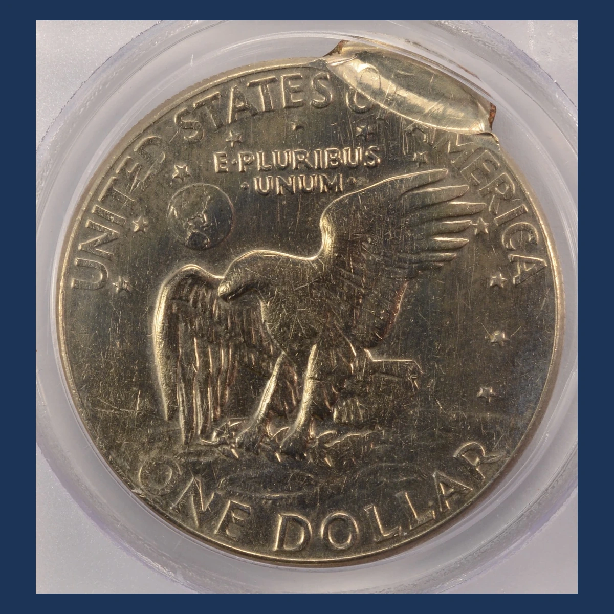 1974 Ike Dollar: double strike with an off-center second impression