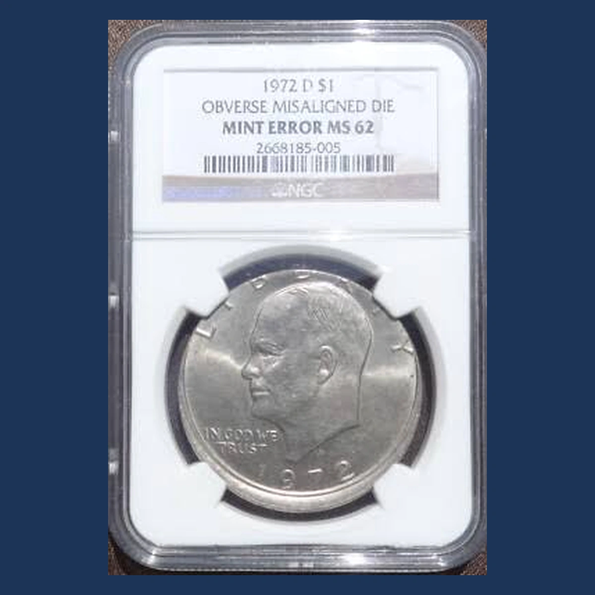 1972 Eisenhower Dollar: Misaligned Obverse Die