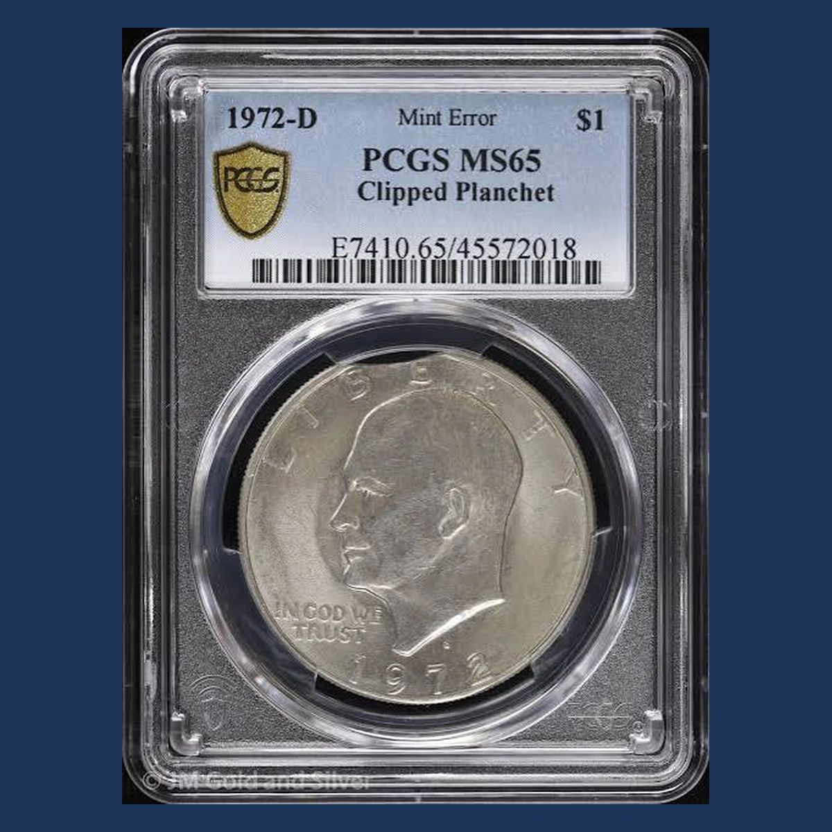 1972 Eisenhower Dollar: Clipped Planchet