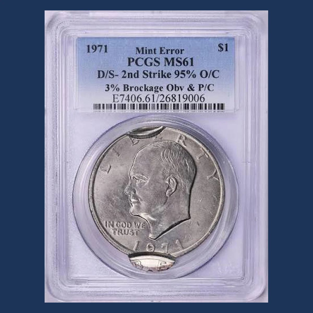 1971 Eisenhower Dollar: Double Strike with Off-Center and Brockage Features