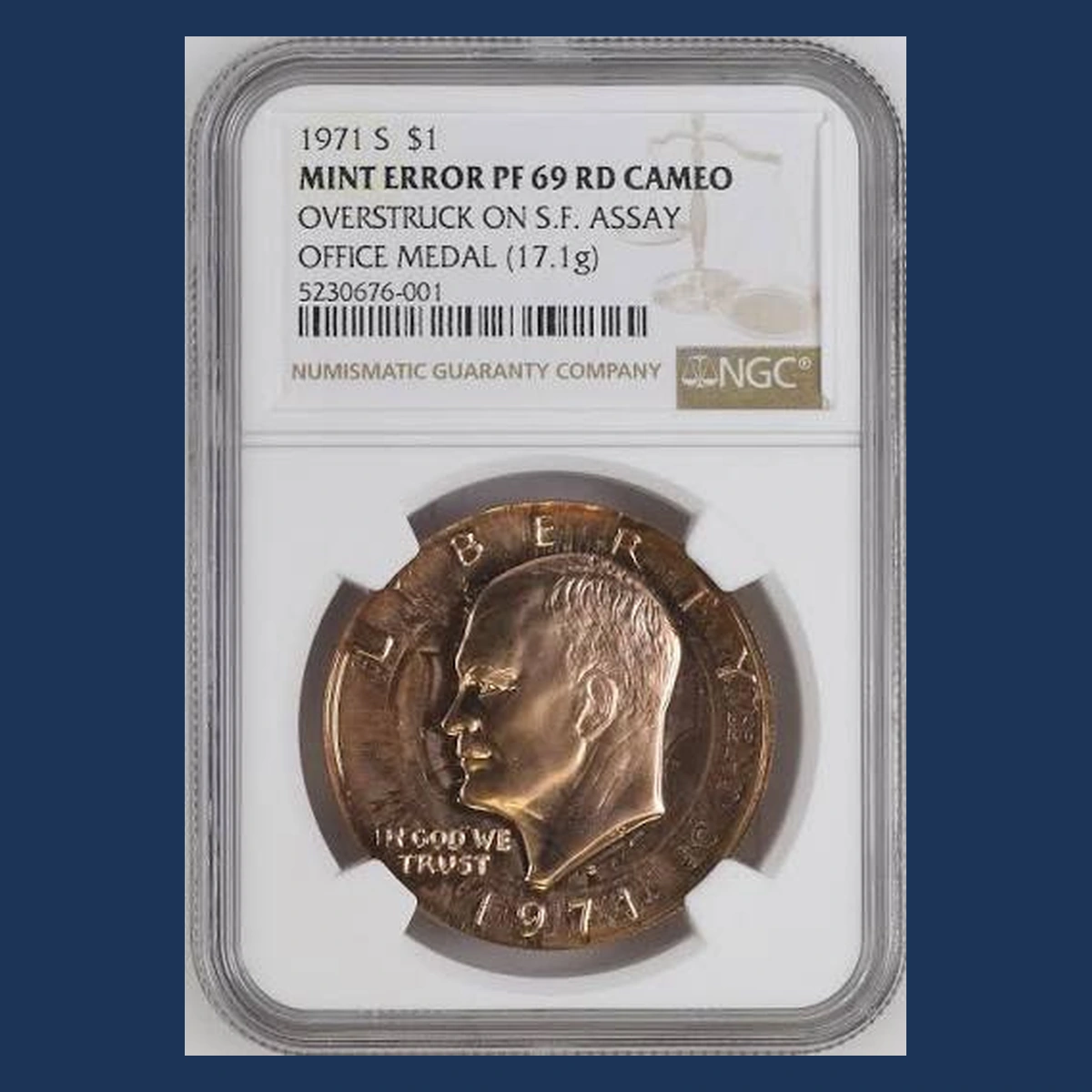 1971 Eisenhower Dollar: Struck over an Assay Office Medal