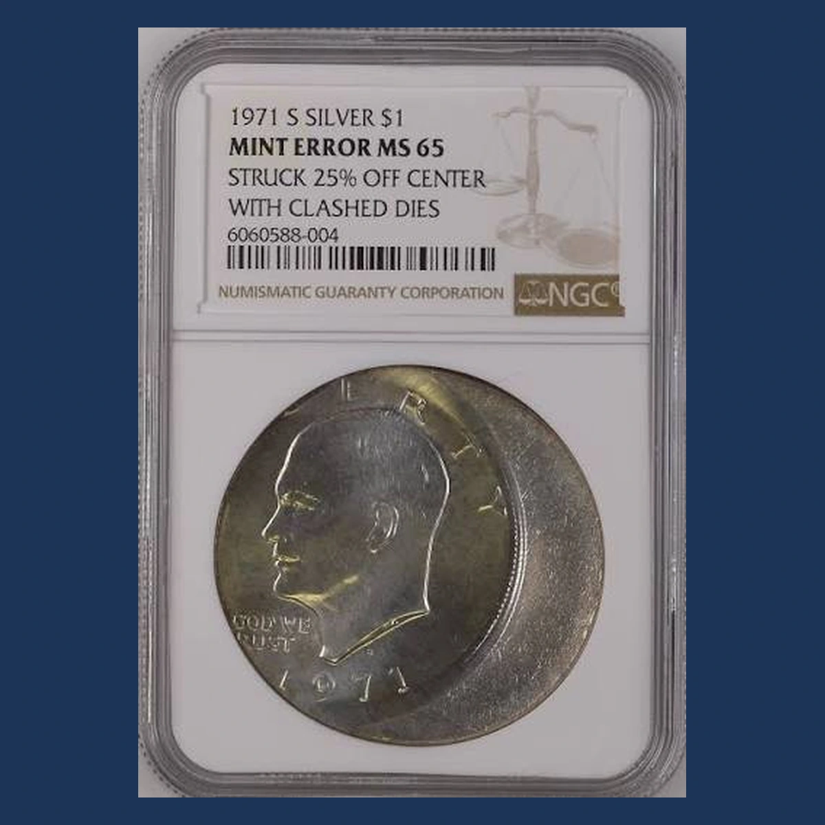 1971 Eisenhower Dollar: Off-Center Strike with Clashed Dies
