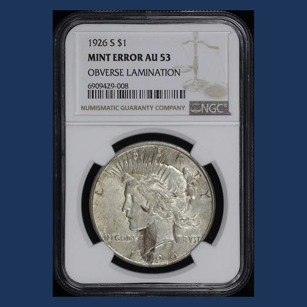 1926 Peace Silver Dollar: Lamination / Split Planchet
