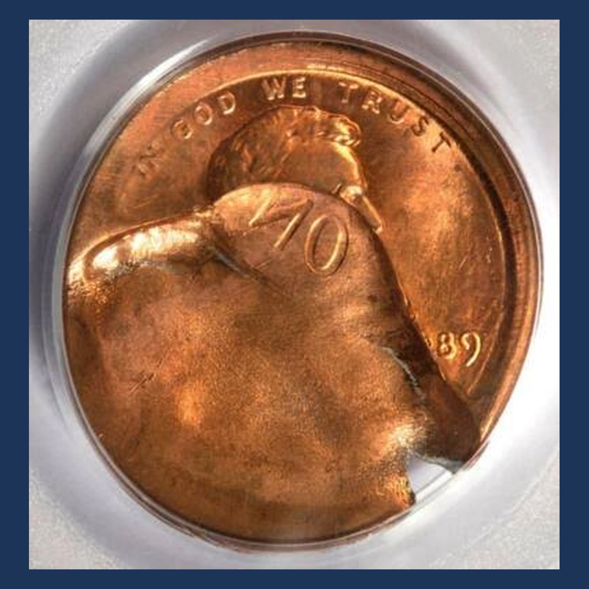 1989 Lincoln Cent (Modern): Brockage