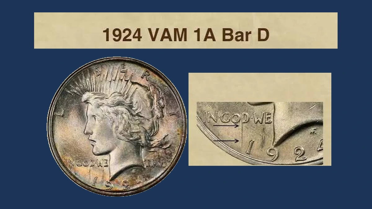 1924 Peace Silver Dollar: Die Gouge / Named Raised-Line Variety