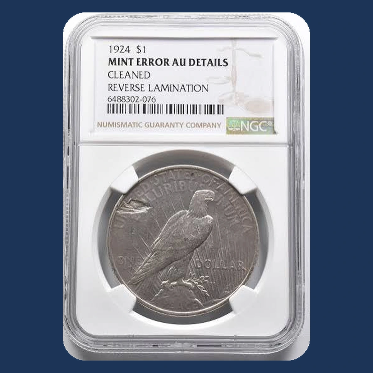 1924 Peace Silver Dollar: Lamination / Split Planchet