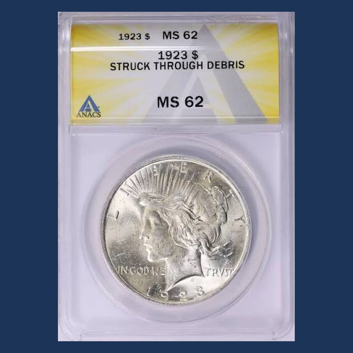 1923 Peace Dollar: Struck Through