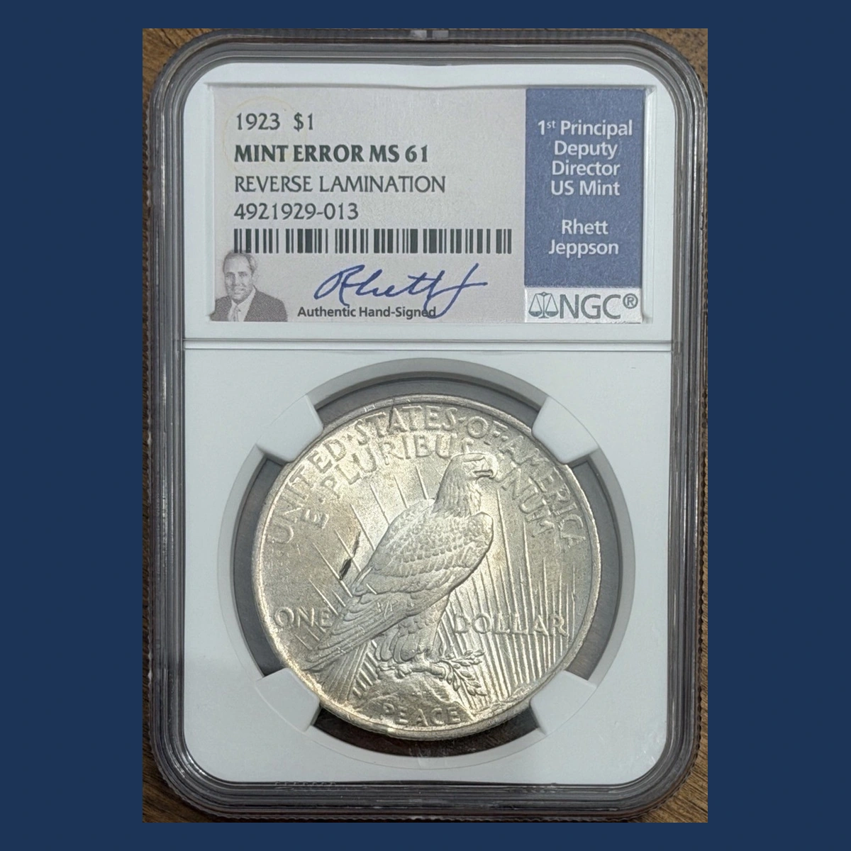 1923 Peace Dollar: Lamination