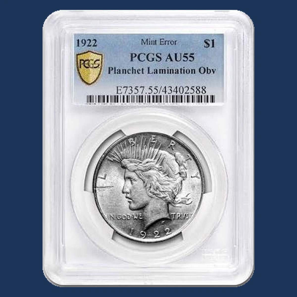 1922 Peace Silver Dollar: Lamination / Split Planchet