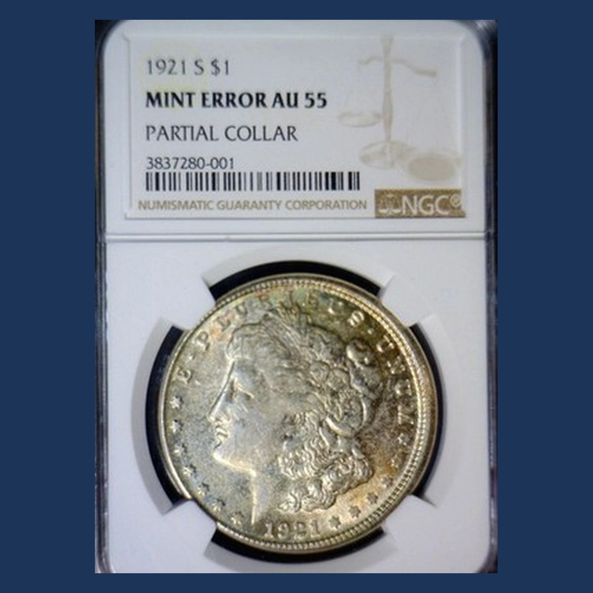 1921 Morgan Dollar: Collar Error