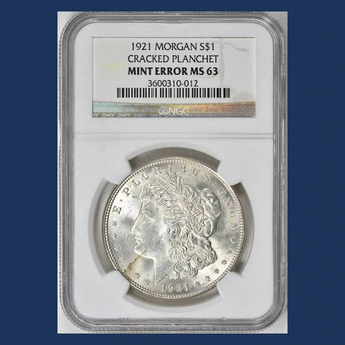 1921 Morgan Dollar: Planchet Crack