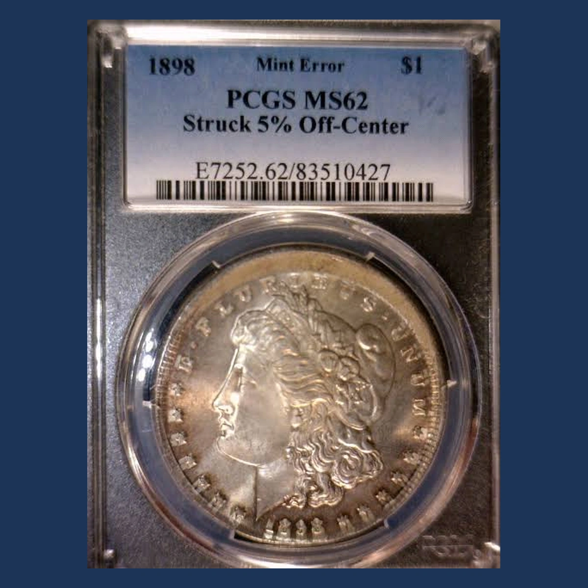 1898 Morgan Silver Dollar: Off-Center Strike