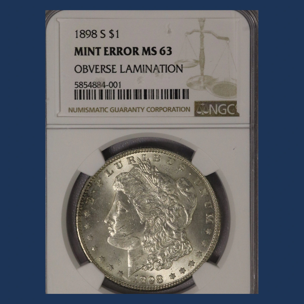 1898 Morgan Dollar: Lamination
