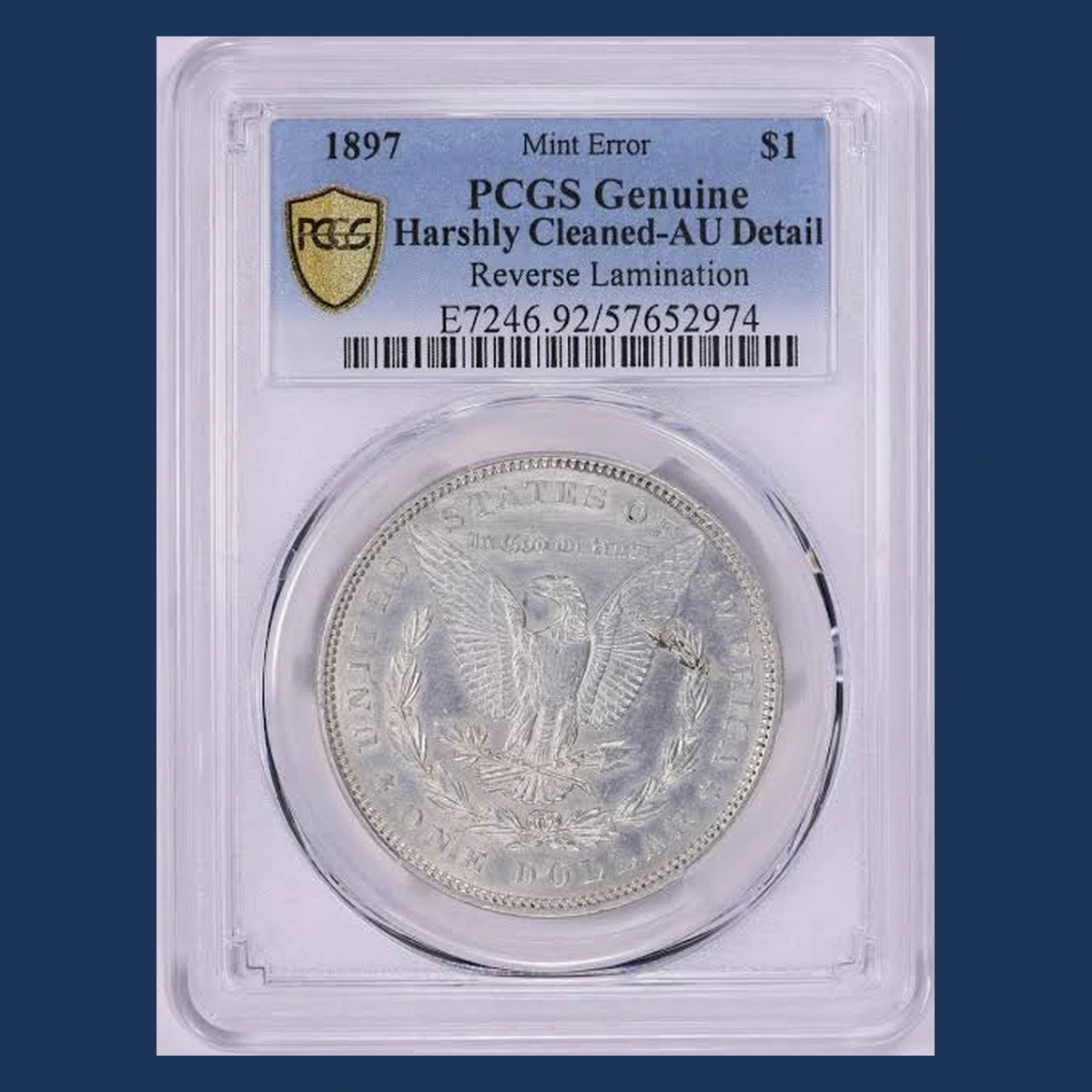 1897 Morgan Silver Dollar: Lamination / Split Planchet
