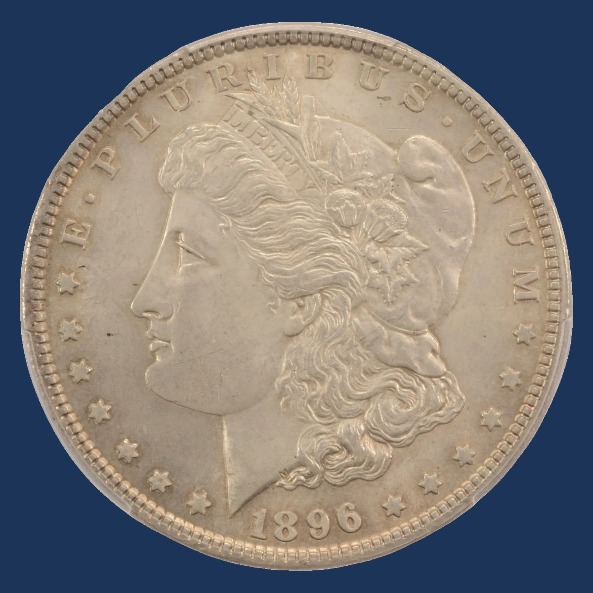 1896 Morgan Dollar: Partial Collar
