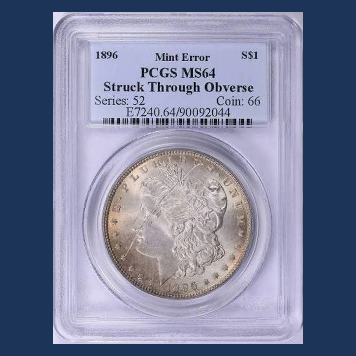 1896 Morgan Dollar: Struck Through
