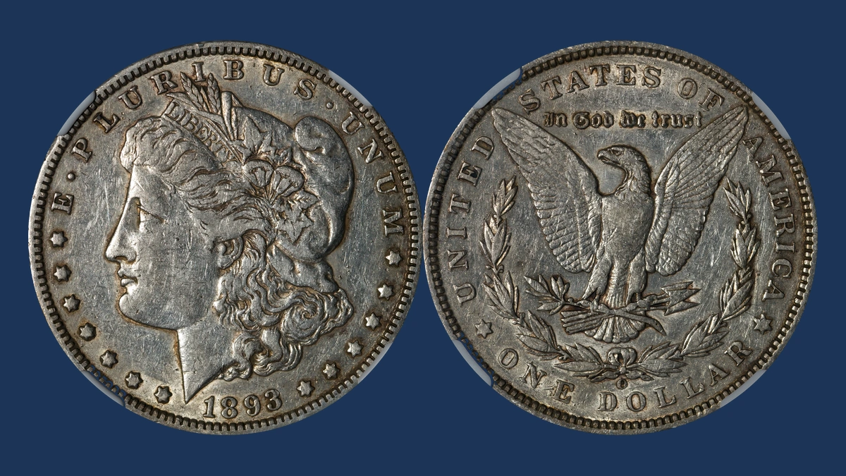 1893 Morgan Dollar: Repunched Date