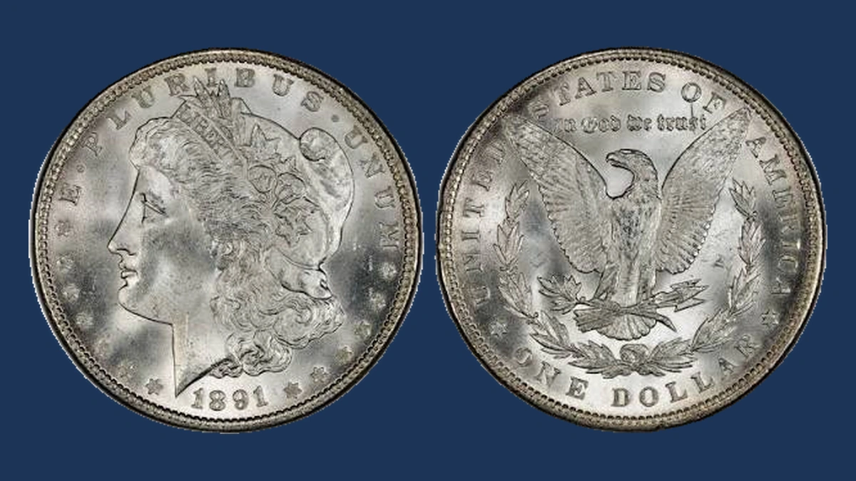 1891 Morgan Silver Dollar: Doubled Die Obverse