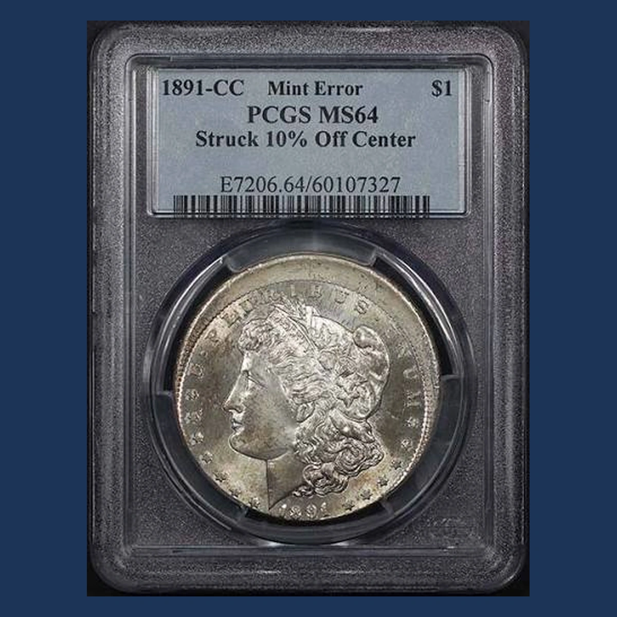 1891 Morgan Silver Dollar: Off-Center Strike