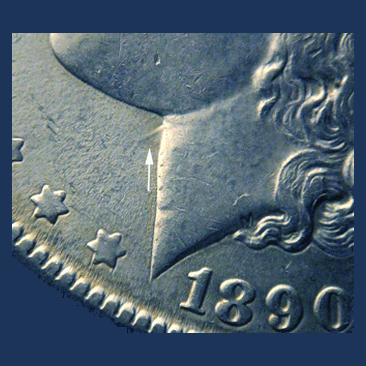 1890 Morgan Dollar: Repunched Date