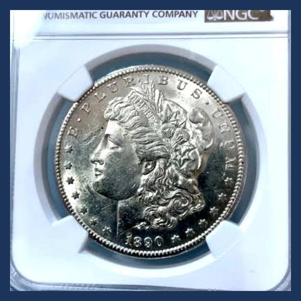 1890 Morgan Dollar: Struck Through