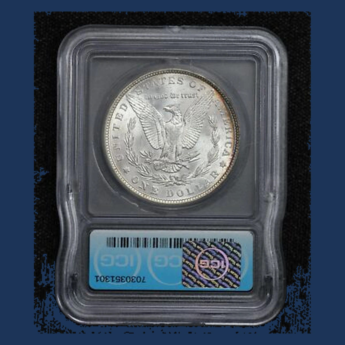 1887 Morgan Dollar: strike-through