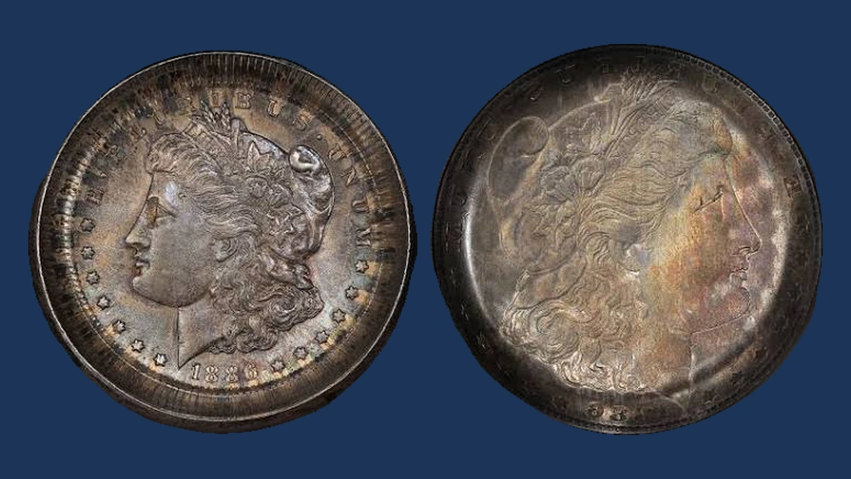 1886 Morgan Silver Dollar: Die Cap / Capped-Die Strike