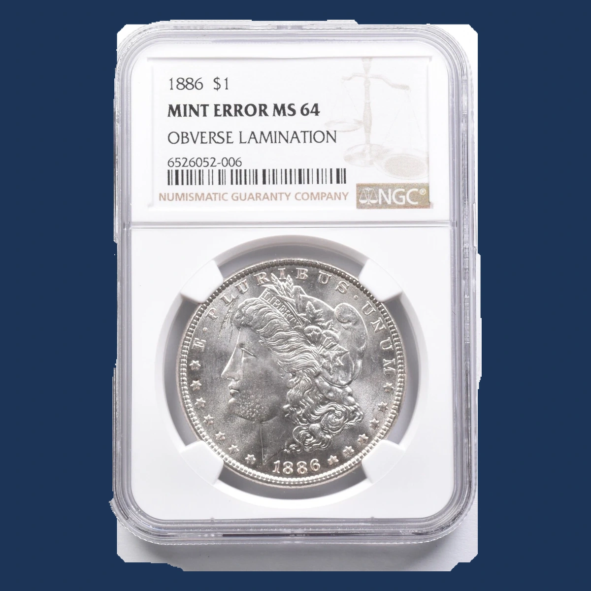 1886 Morgan Silver Dollar: Lamination / Split Planchet