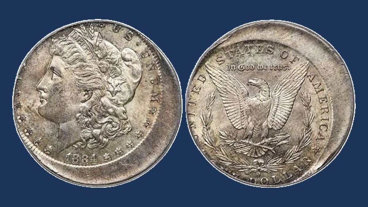 1884 Morgan Silver Dollar: Off-Center Strike