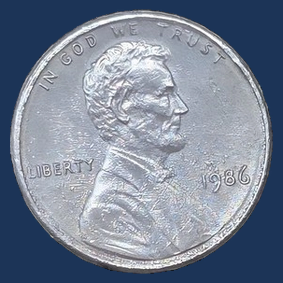 1986 Lincoln Penny: Unplated Zinc Blank