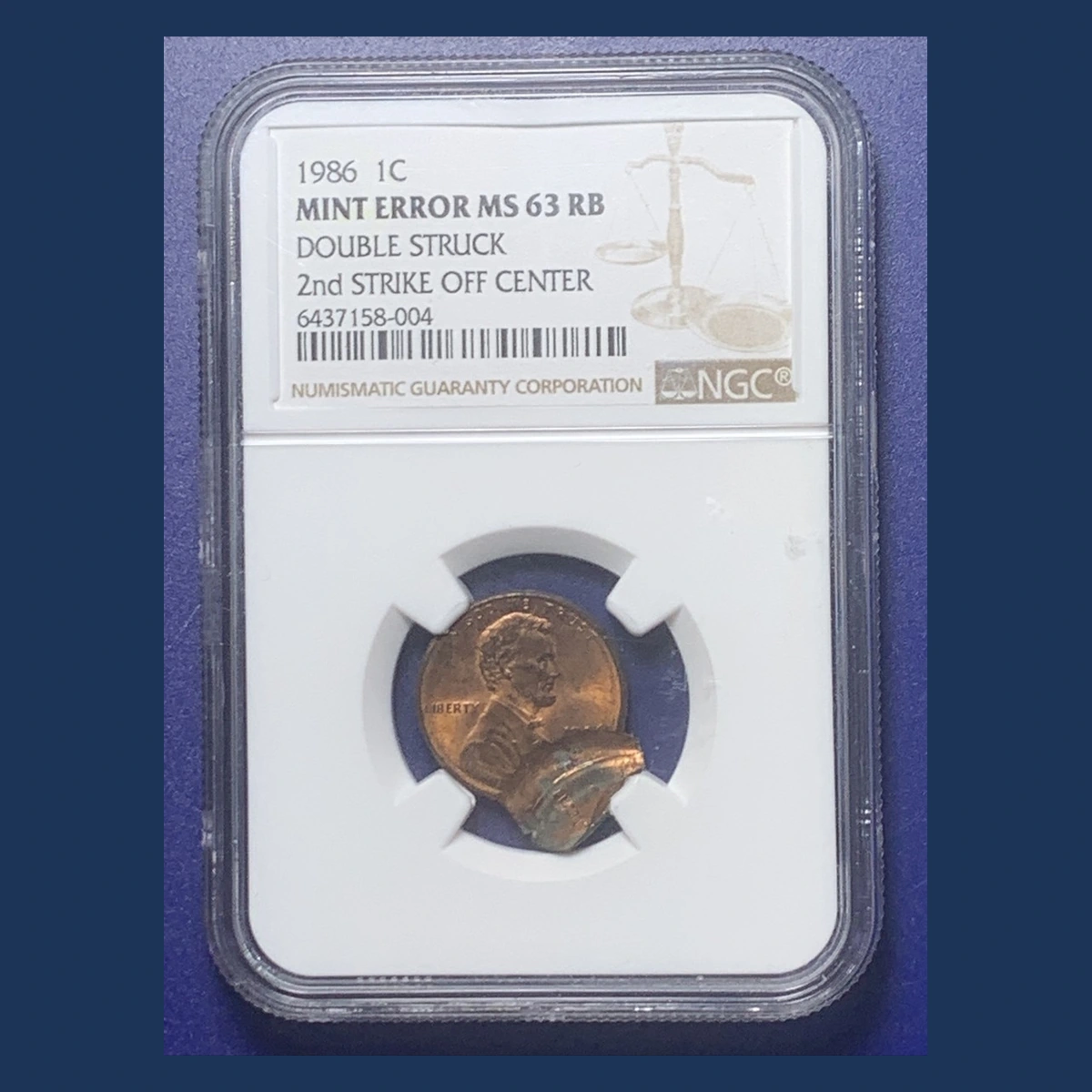 1986 Lincoln Penny: Double Strike with Uniface Second Strike