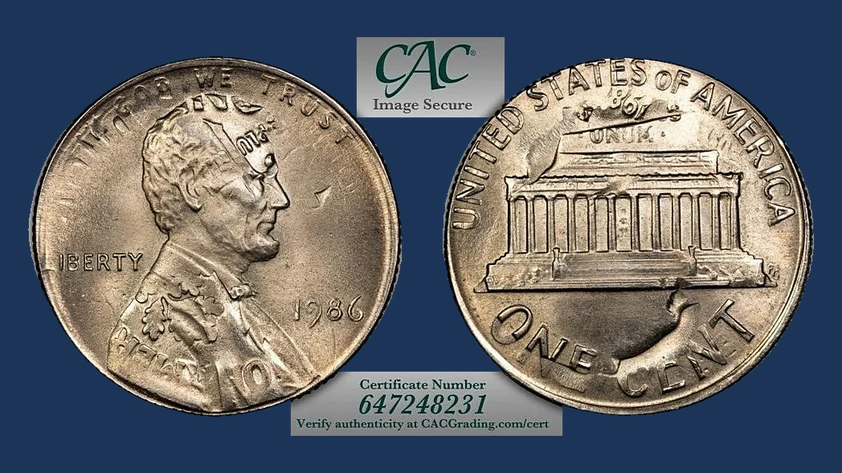1986 Lincoln Cent (Modern): Overstrike / Double Denomination