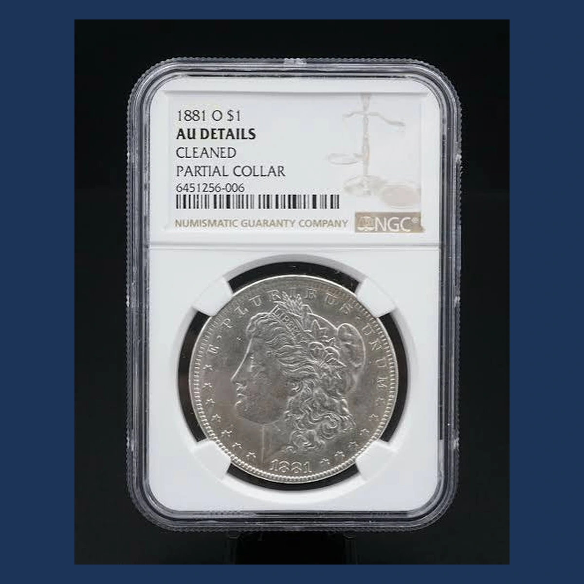 1881 Morgan Dollar: Partial Collar