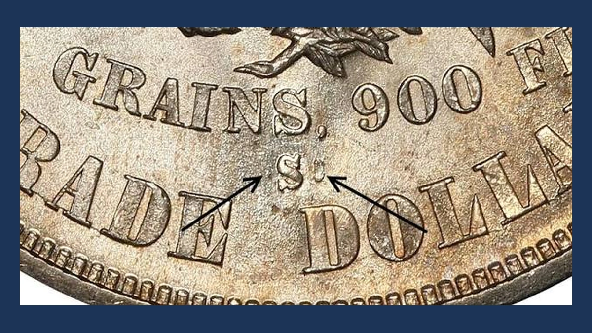 1875 Trade Dollar: Over-Mintmark
