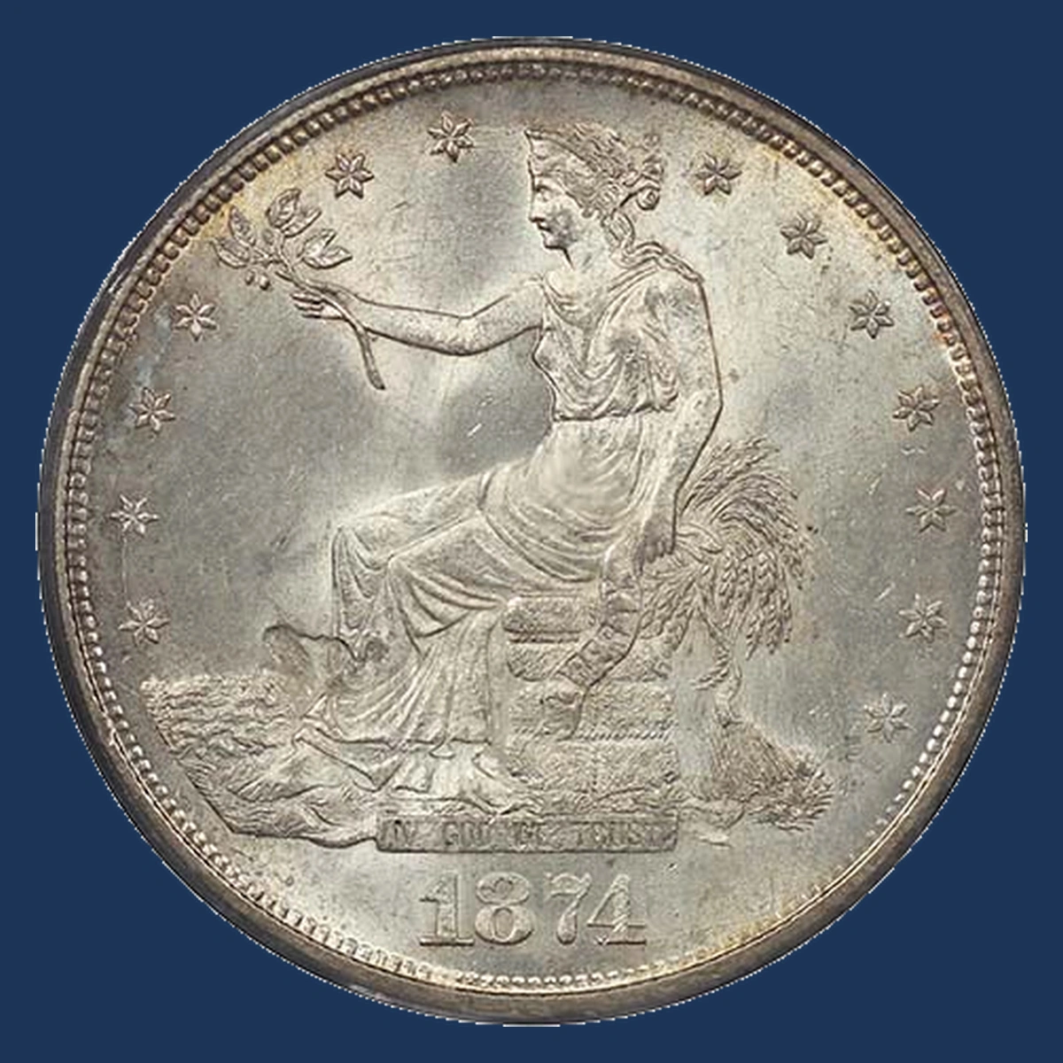 1874 Trade Dollar: Struck Through