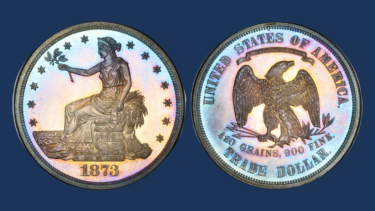 1873 Trade Dollar: Die Gouge / Named Raised-Line Variety