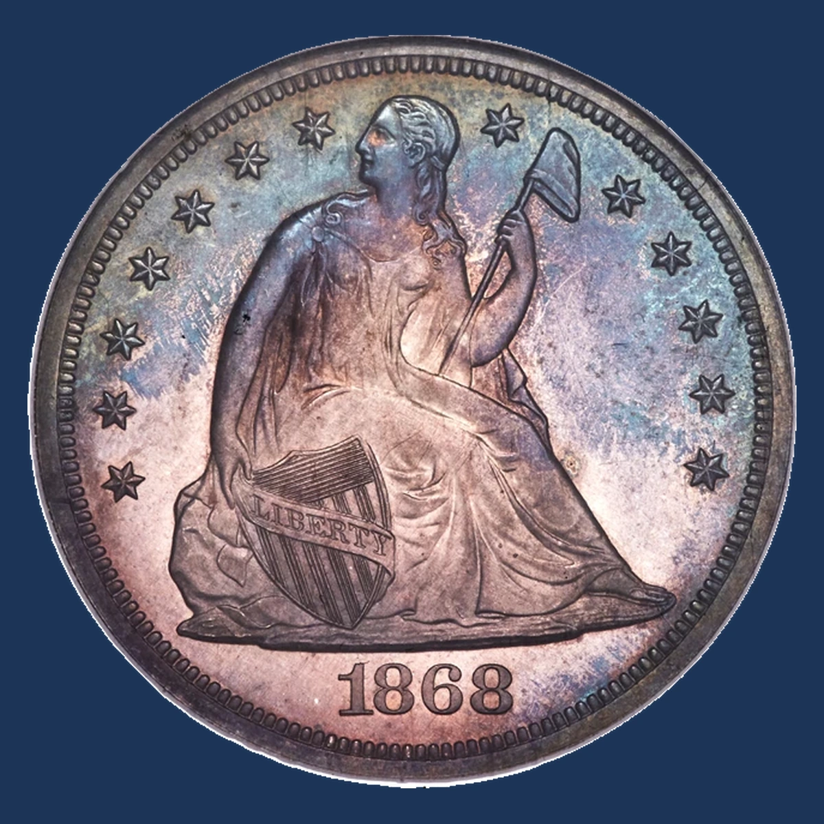 1868 Liberty Seated Dollar: Misplaced Date