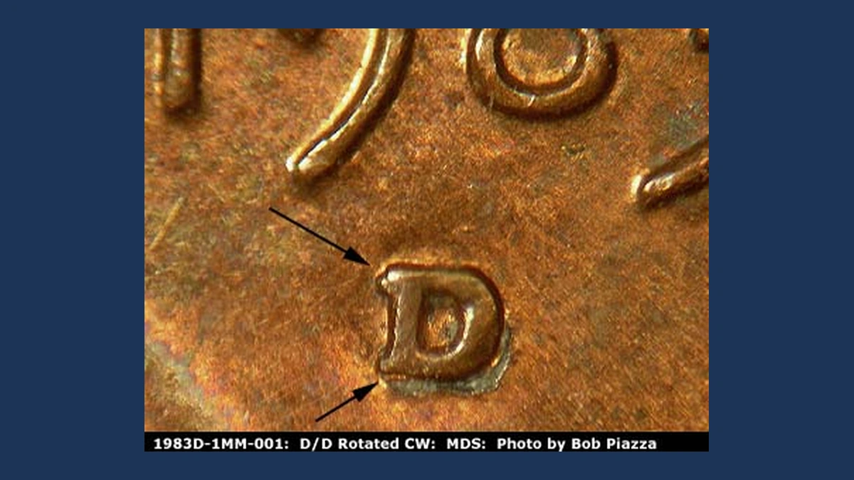1983 Lincoln Cent (Modern): repunched D mintmark