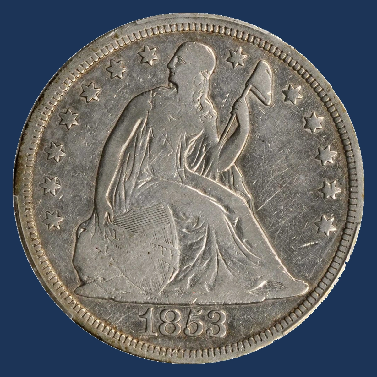 1853 Liberty Seated Dollar: Die Gouge