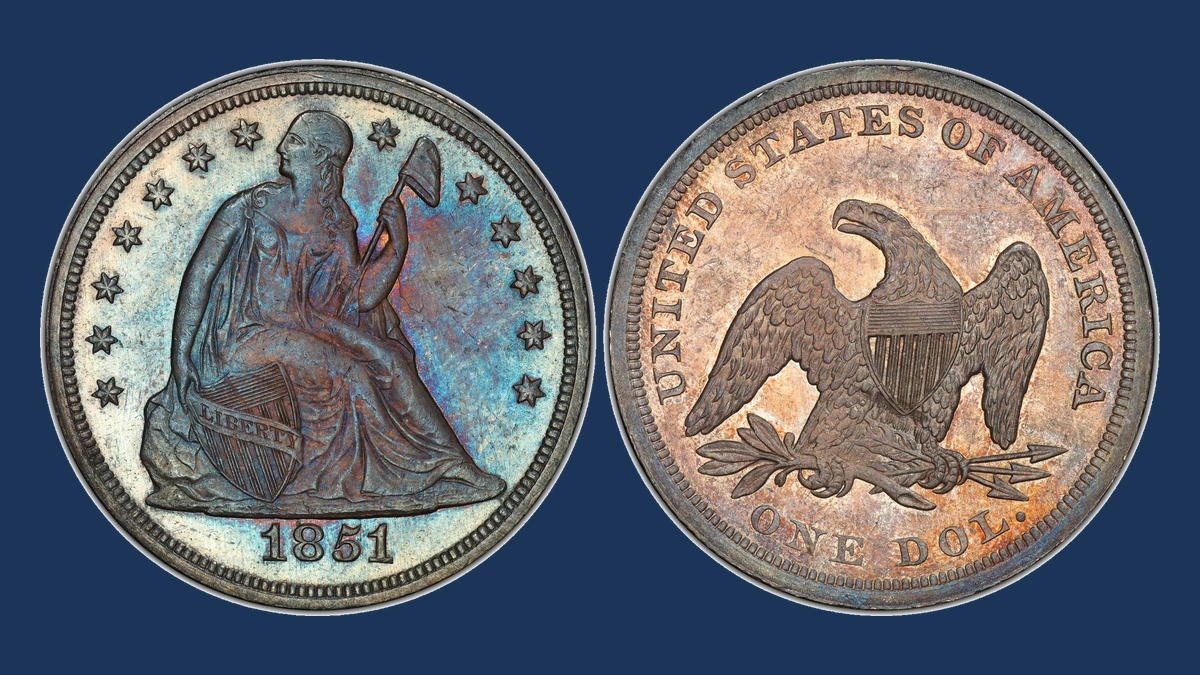 1851 Liberty Seated Dollar: Die Crack