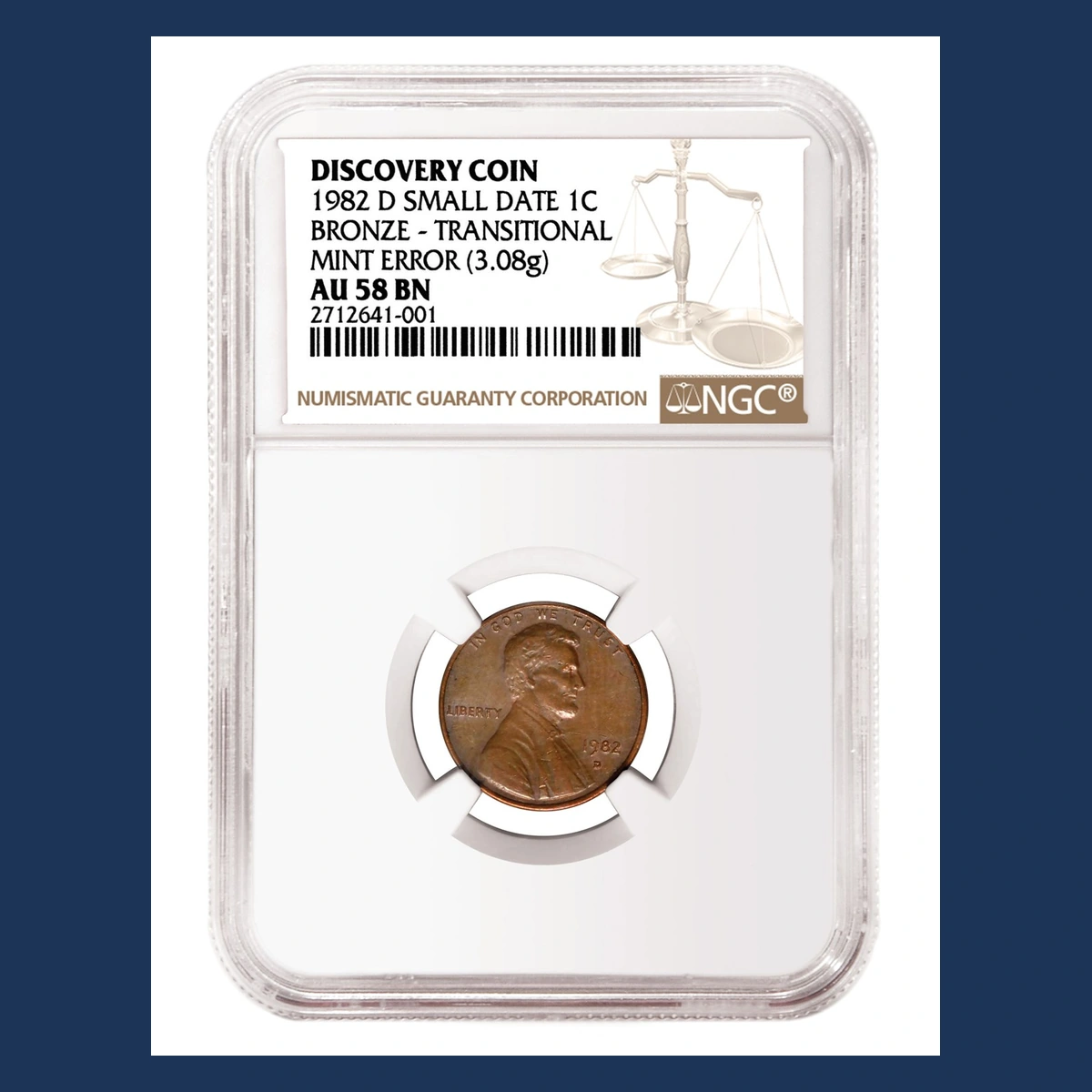 1982 Lincoln Penny: Small Date Bronze Transitional Error